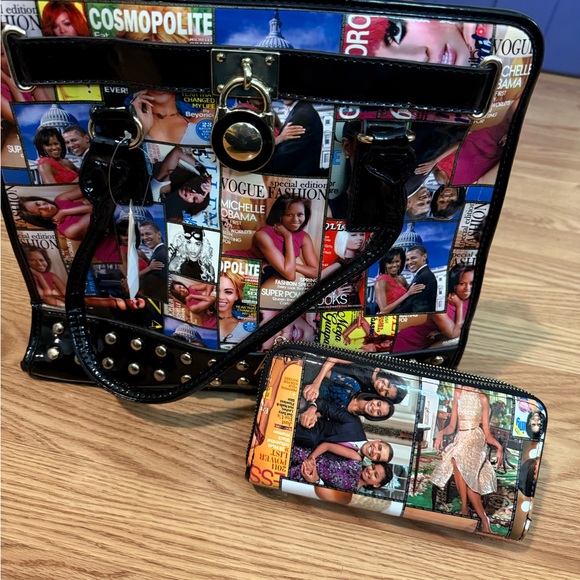 Handbags - Magazine Print “the Obamas” Bag w/ Matching Zip Wallet